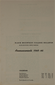 Image of Black Mountain College Bulletin Newsletter: Announcements 1945-46 (Special Issue for July 1945)